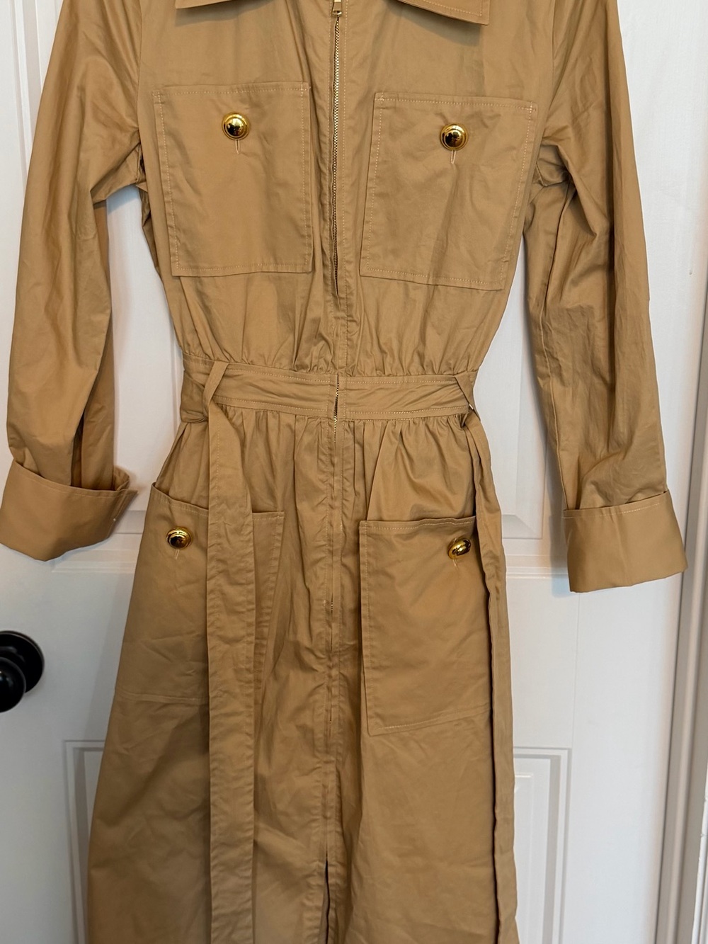 Beige Utility Trench Coat with Belt